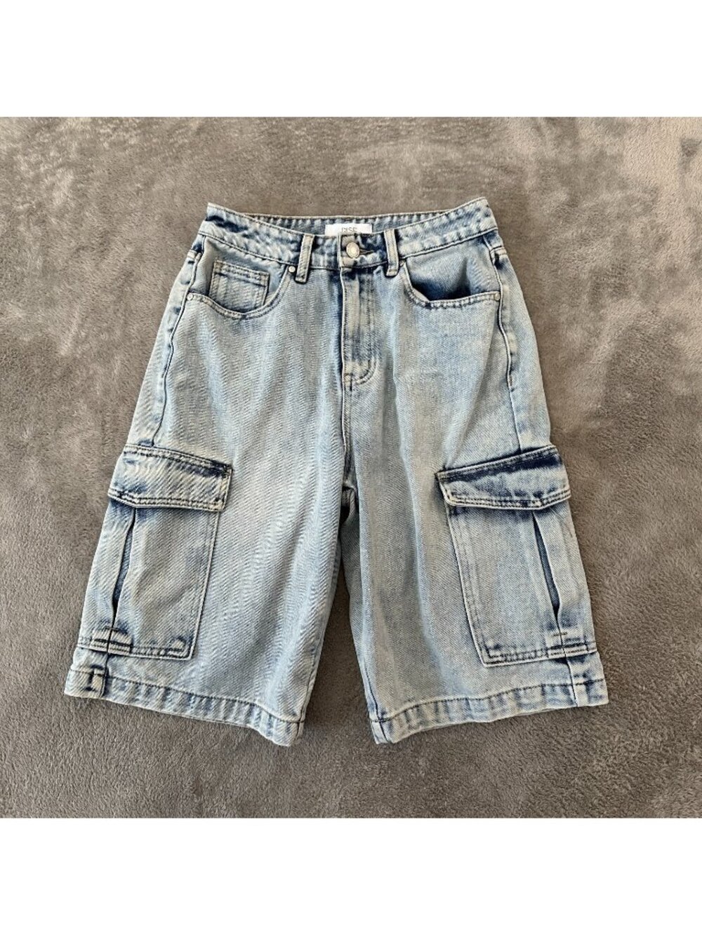 Rise Supply Co Jeans Cargo Jorts Denim Shorts Women's size 3/4 11" Inseam